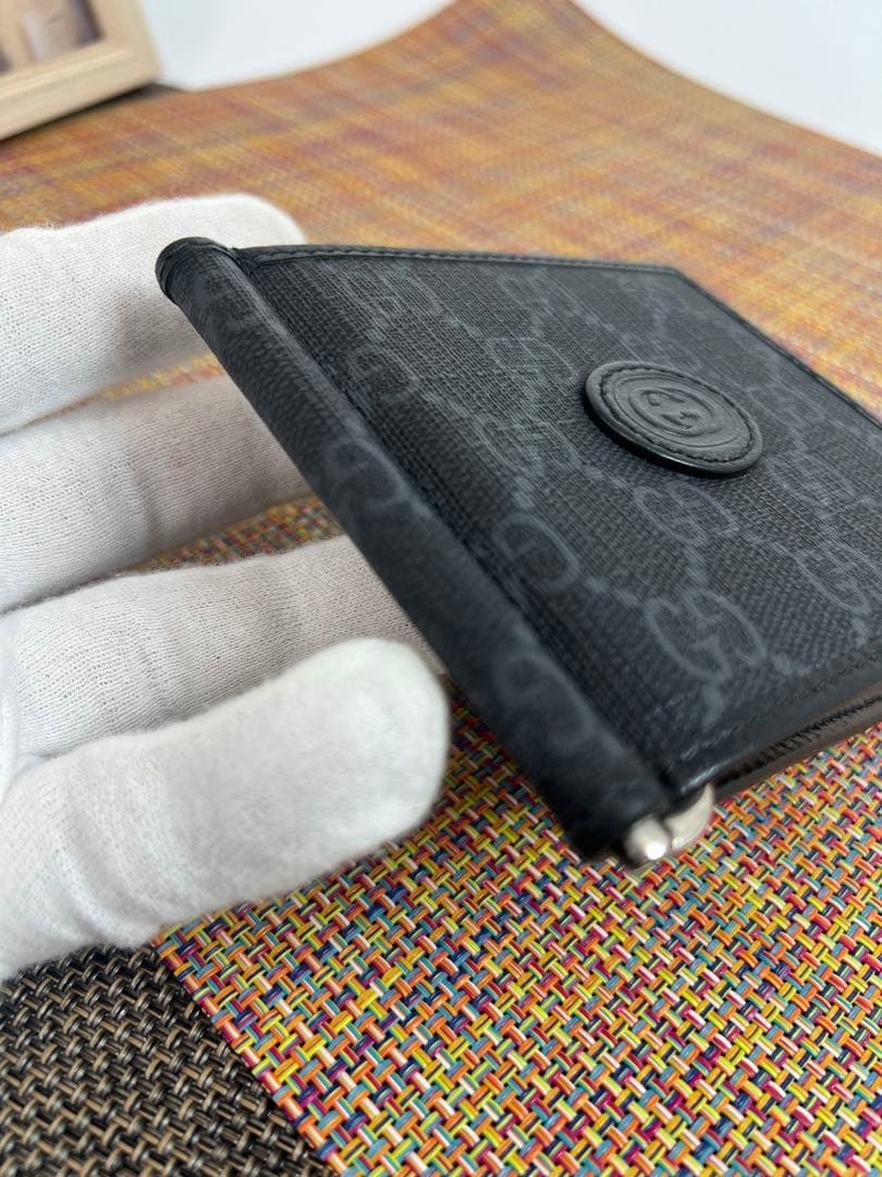 ✨極美品✨GUCCIグッチ　マネークリップ付きカードケース　札入れ　箱＆保存袋