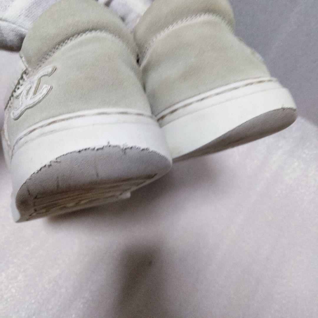 CHANELメッシュスニーカーココマークホワイト×グレーベージュ系 24cm前後