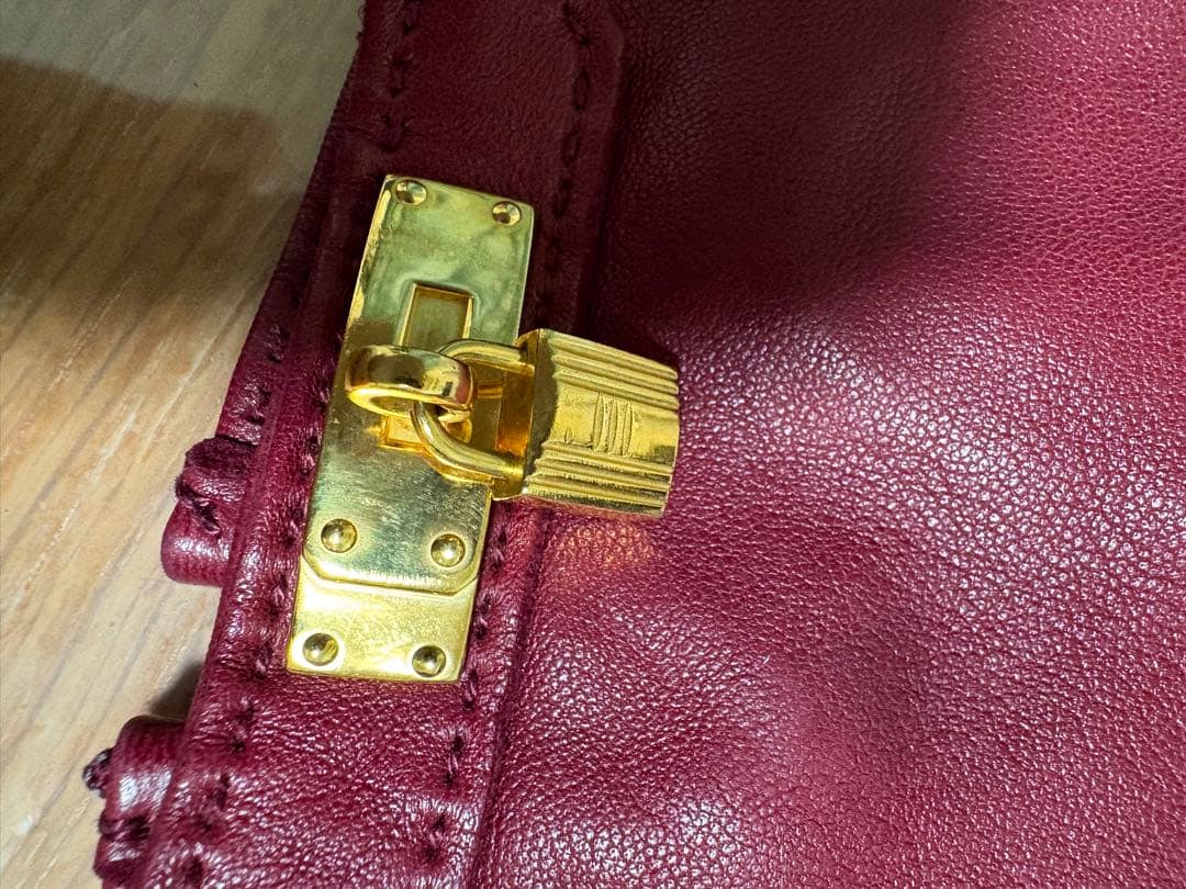 エルメス HERMES ケリー グローブ バーガンディ レザー 手袋 7 1/2