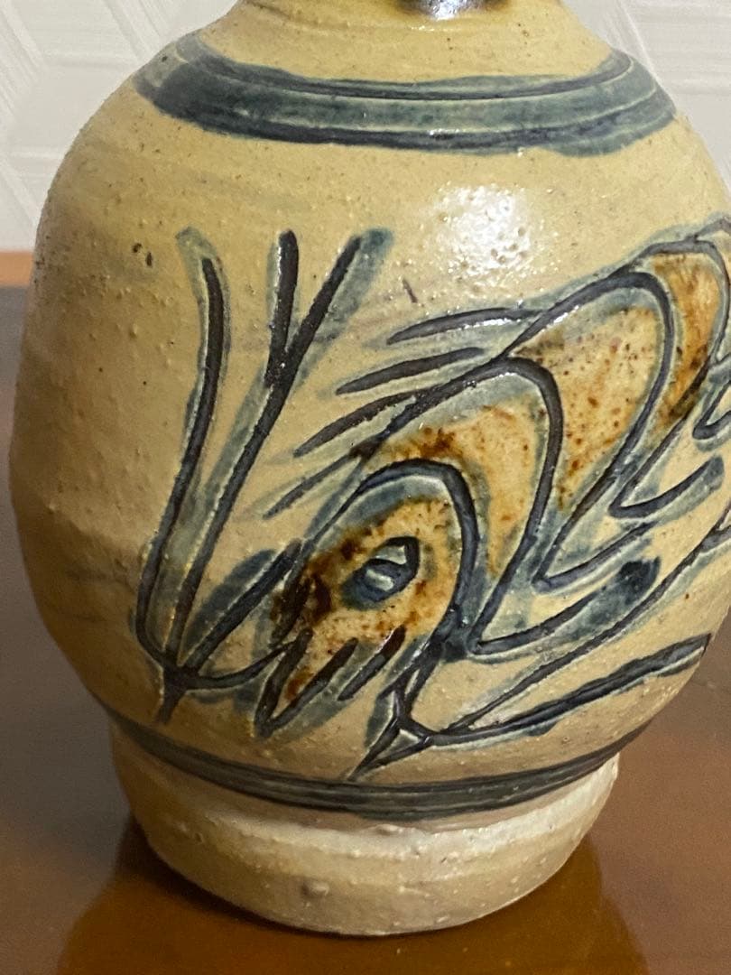 最終値下　金城次郎 壺屋焼 海老魚文徳利　木箱共箱　 酒器　沖縄　人間国宝