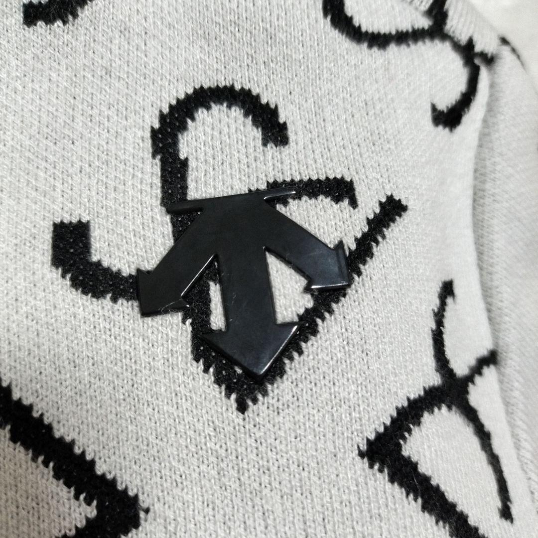 DESCENTEGOLFカシミア混ニットロゴプリント ジップアップジャケットL