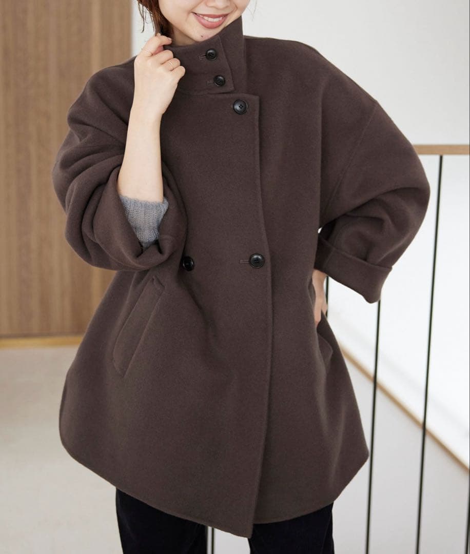 【値下げ】SLOBEIENA souple woolダブルフェイススタンドコート