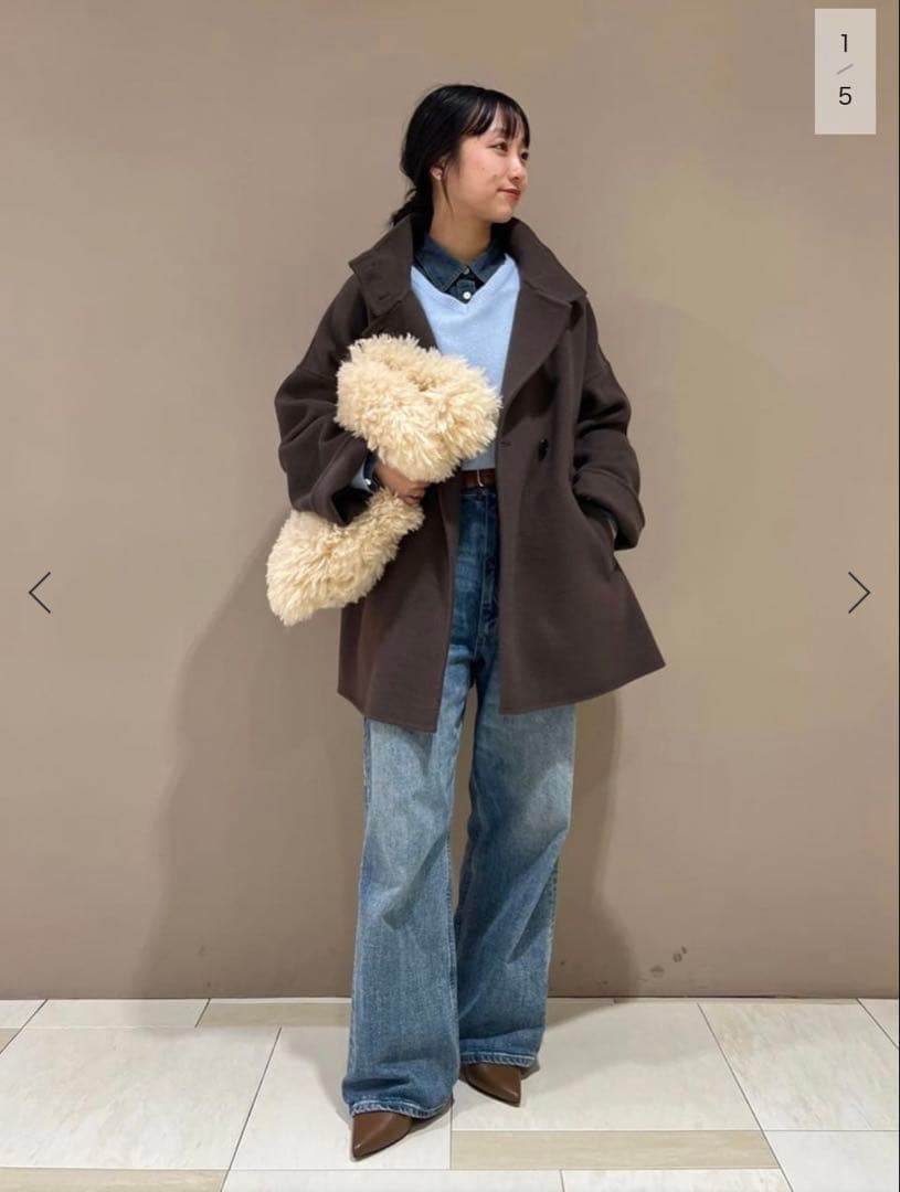 【値下げ】SLOBEIENA souple woolダブルフェイススタンドコート