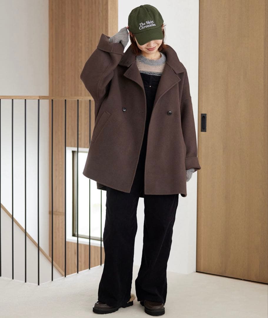 【値下げ】SLOBEIENA souple woolダブルフェイススタンドコート