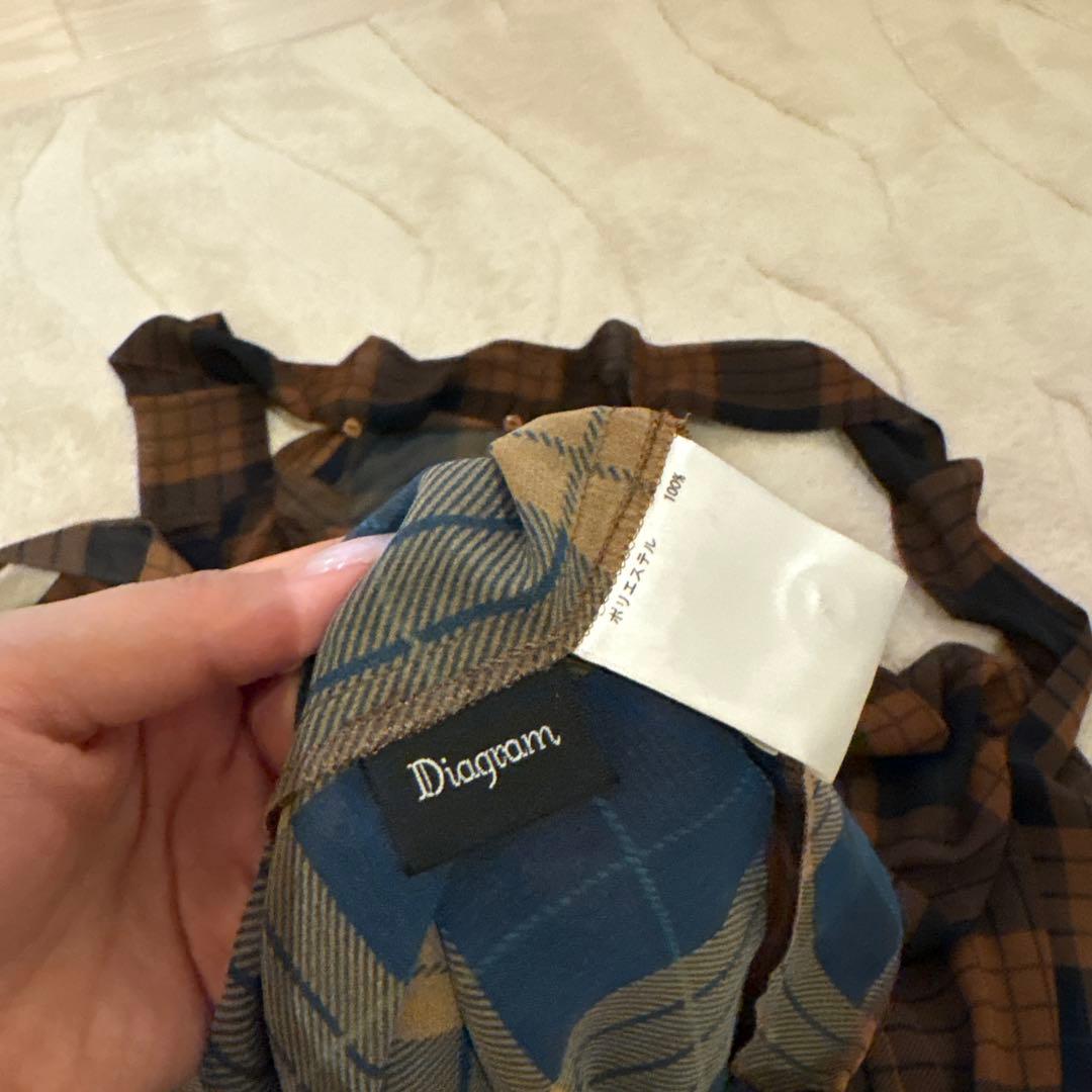 Diagram チェック柄リボン付きロングドレス