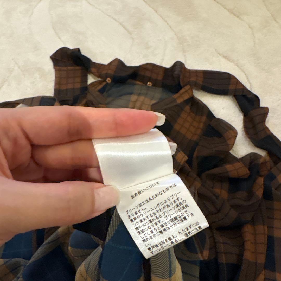 Diagram チェック柄リボン付きロングドレス