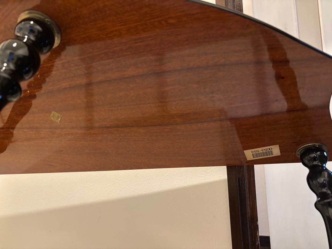 コンソール　テーブル　イタリア製　象嵌　花柄装飾 半月型木製テーブル