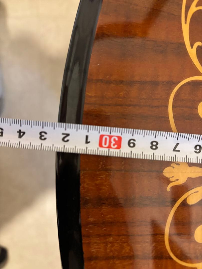 コンソール　テーブル　イタリア製　象嵌　花柄装飾 半月型木製テーブル