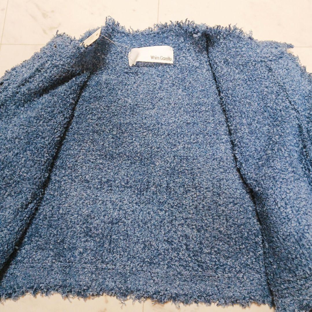 新品✨2025 ウィムガゼット ニットTWEEDYジャケット 金ボタン サックス