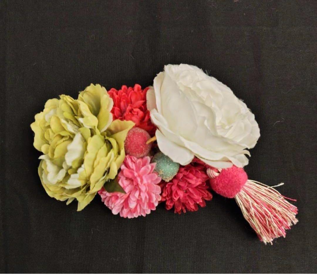 全て揃う振袖セット、青、白、成人式振袖フルセット【髪飾り付】