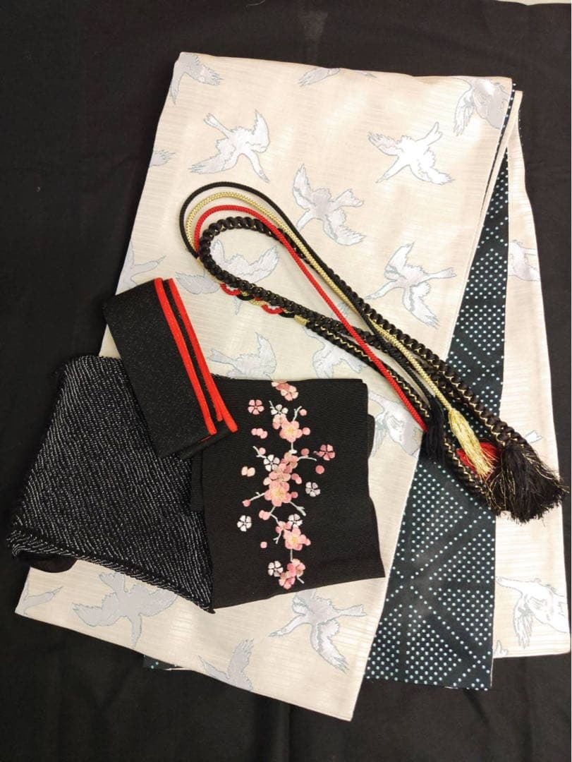 全て揃う振袖セット、青、白、成人式振袖フルセット【髪飾り付】