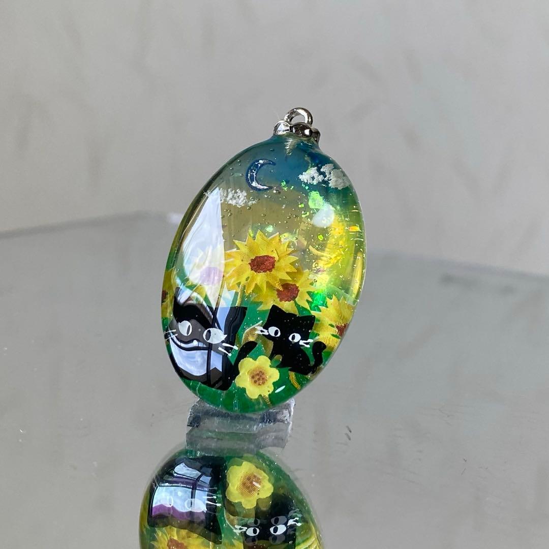 〜fairy様〜天然石　レジンネックレス　【向日葵猫】