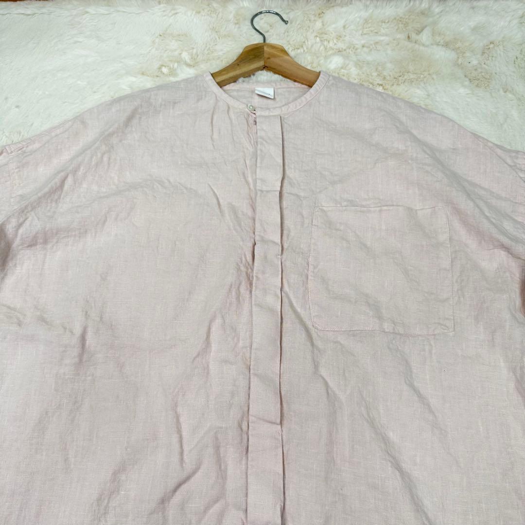 ✨美品✨完売品✨かぐれ リネン チュニック 長袖 シャツ ピンク Free