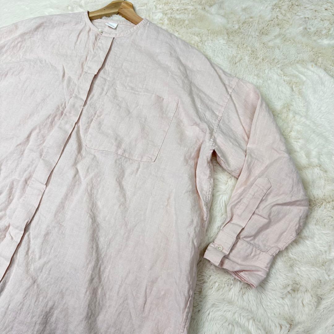 ✨美品✨完売品✨かぐれ リネン チュニック 長袖 シャツ ピンク Free