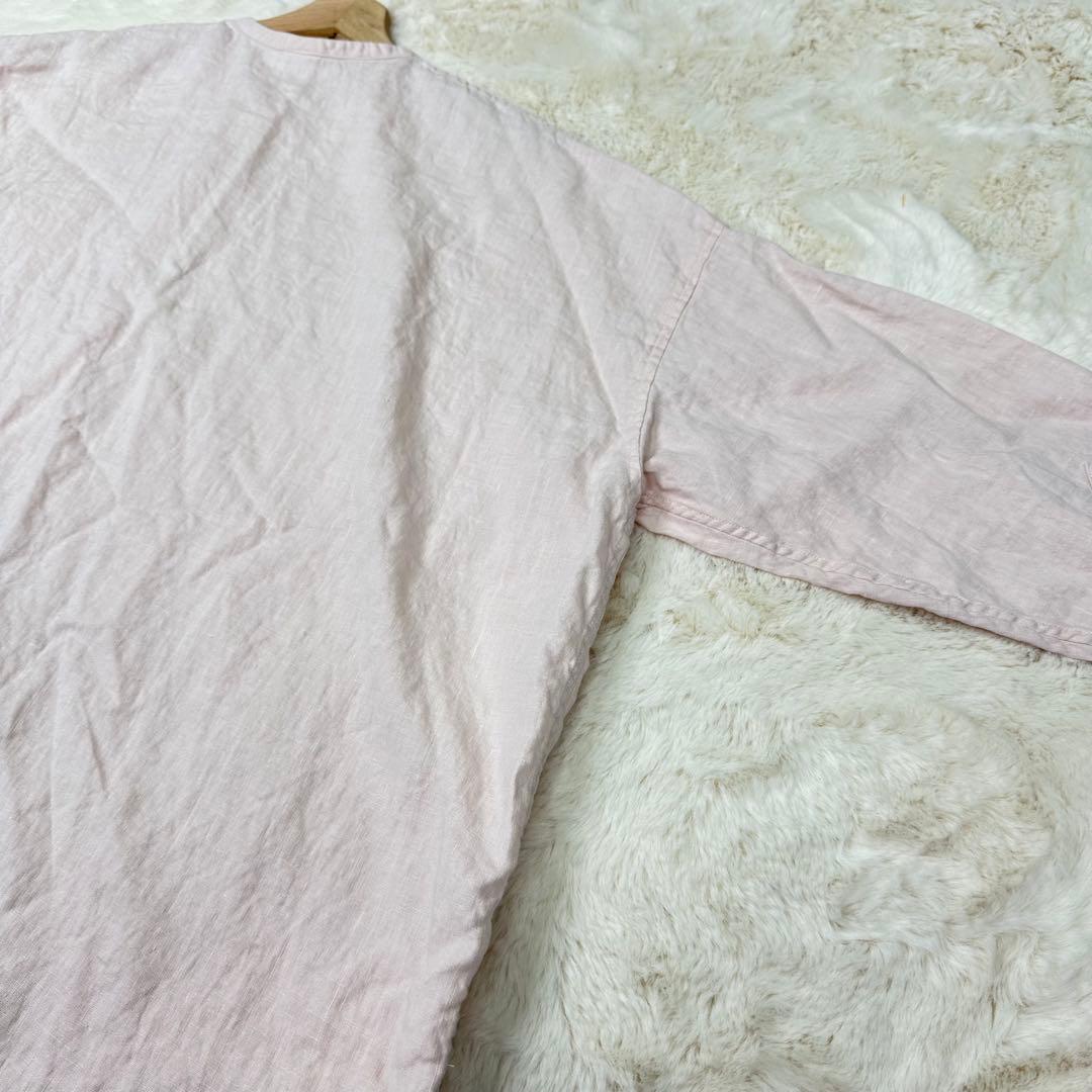 ✨美品✨完売品✨かぐれ リネン チュニック 長袖 シャツ ピンク Free