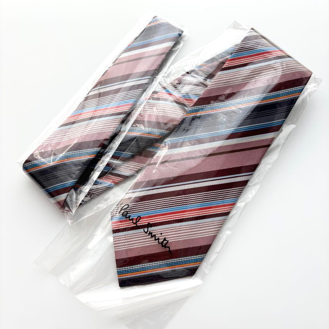 ※グリコのおまけ様꧁新品未使用꧂ ポールスミス ネクタイ ストライプ 花柄