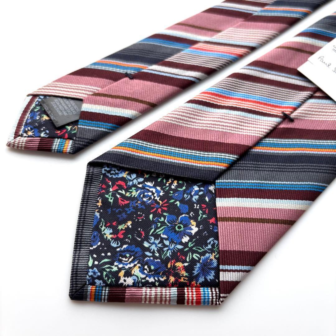 ※グリコのおまけ様꧁新品未使用꧂ ポールスミス ネクタイ ストライプ 花柄