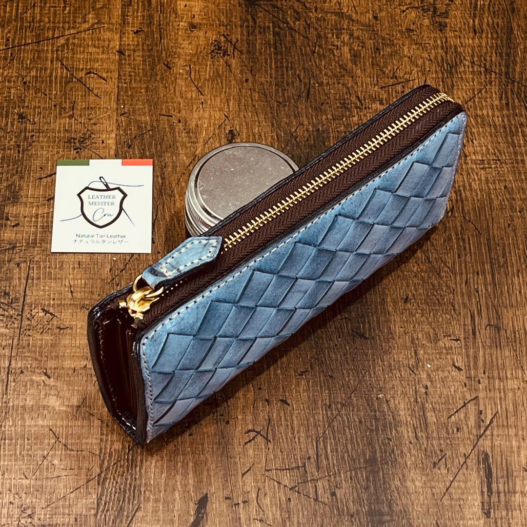 L字ラウンドジップ ブライドルレザー イントレチャート メンズ 財布 長財布