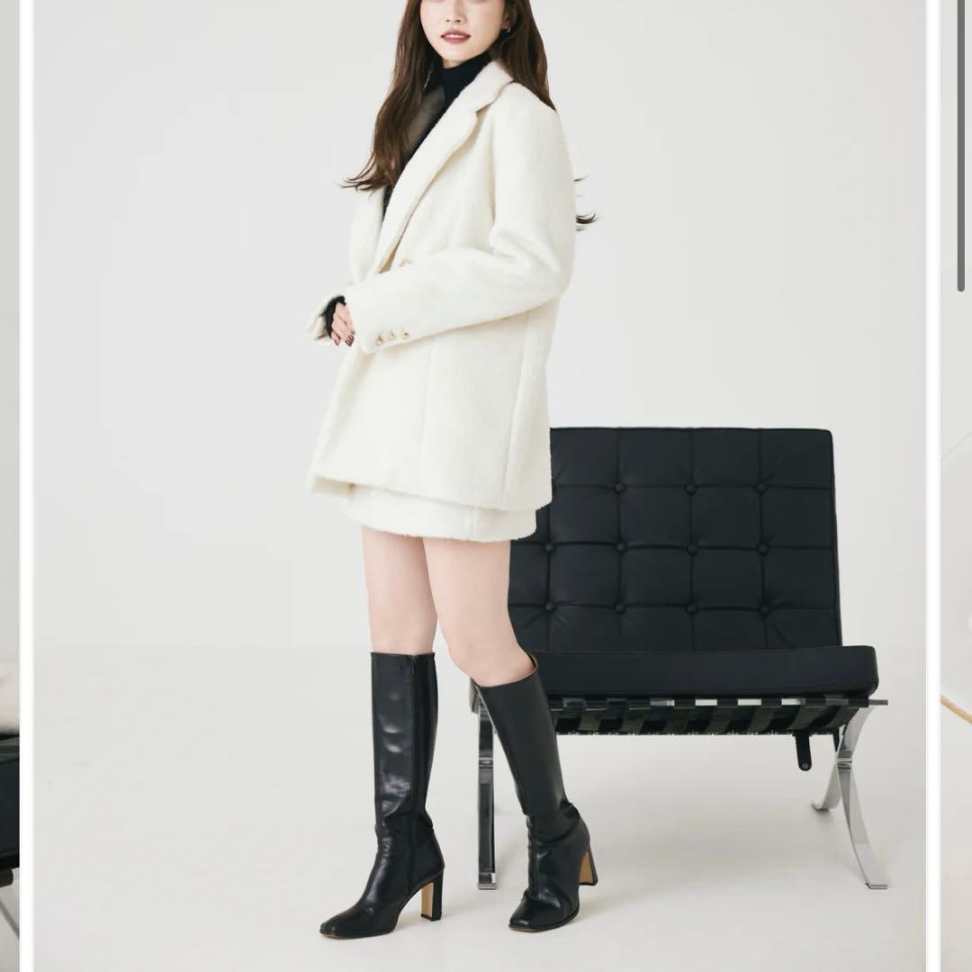 poláura シャギージャケットコート　ホワイト　ポローラ　ファージャケット