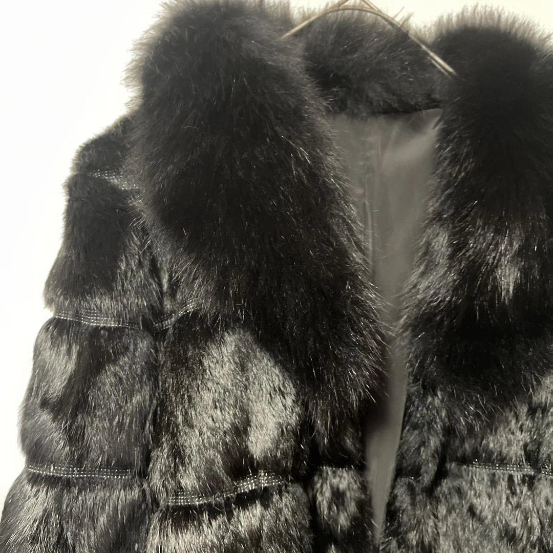ブラックレッキス ラビットファーコート 女優襟　フォックス　毛皮