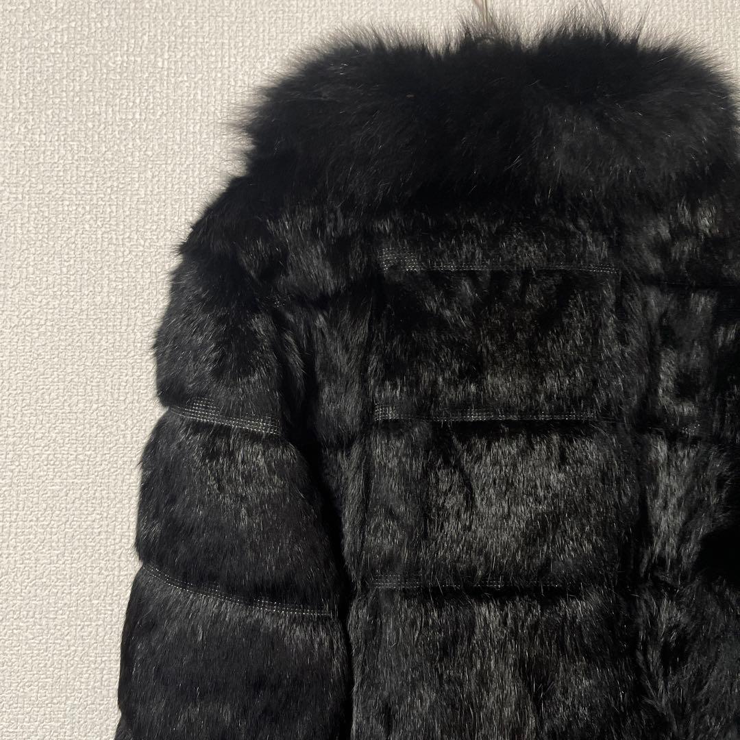 ブラックレッキス ラビットファーコート 女優襟　フォックス　毛皮