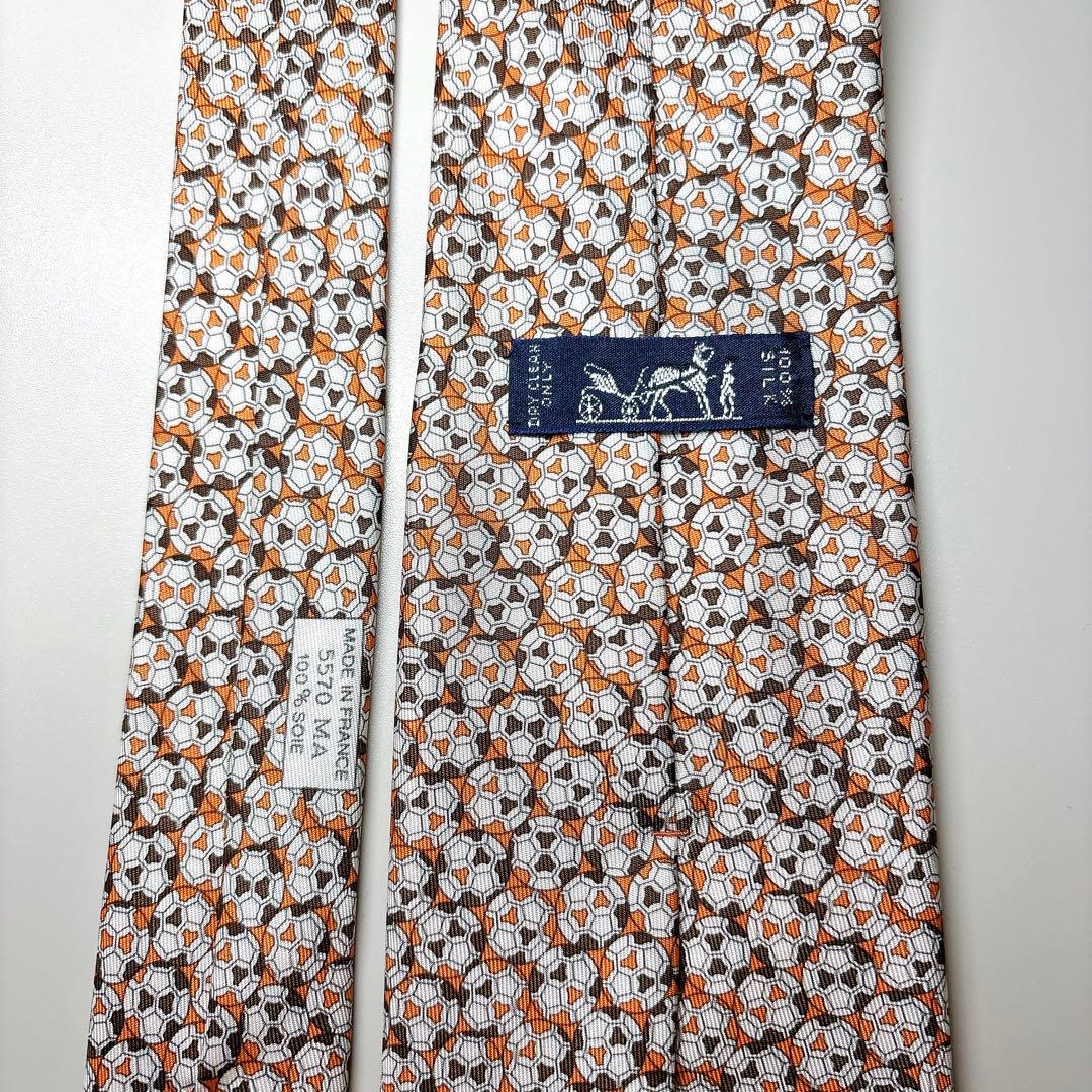 未使用 HERMES サッカーボール柄 ネクタイ エルメスオレンジ