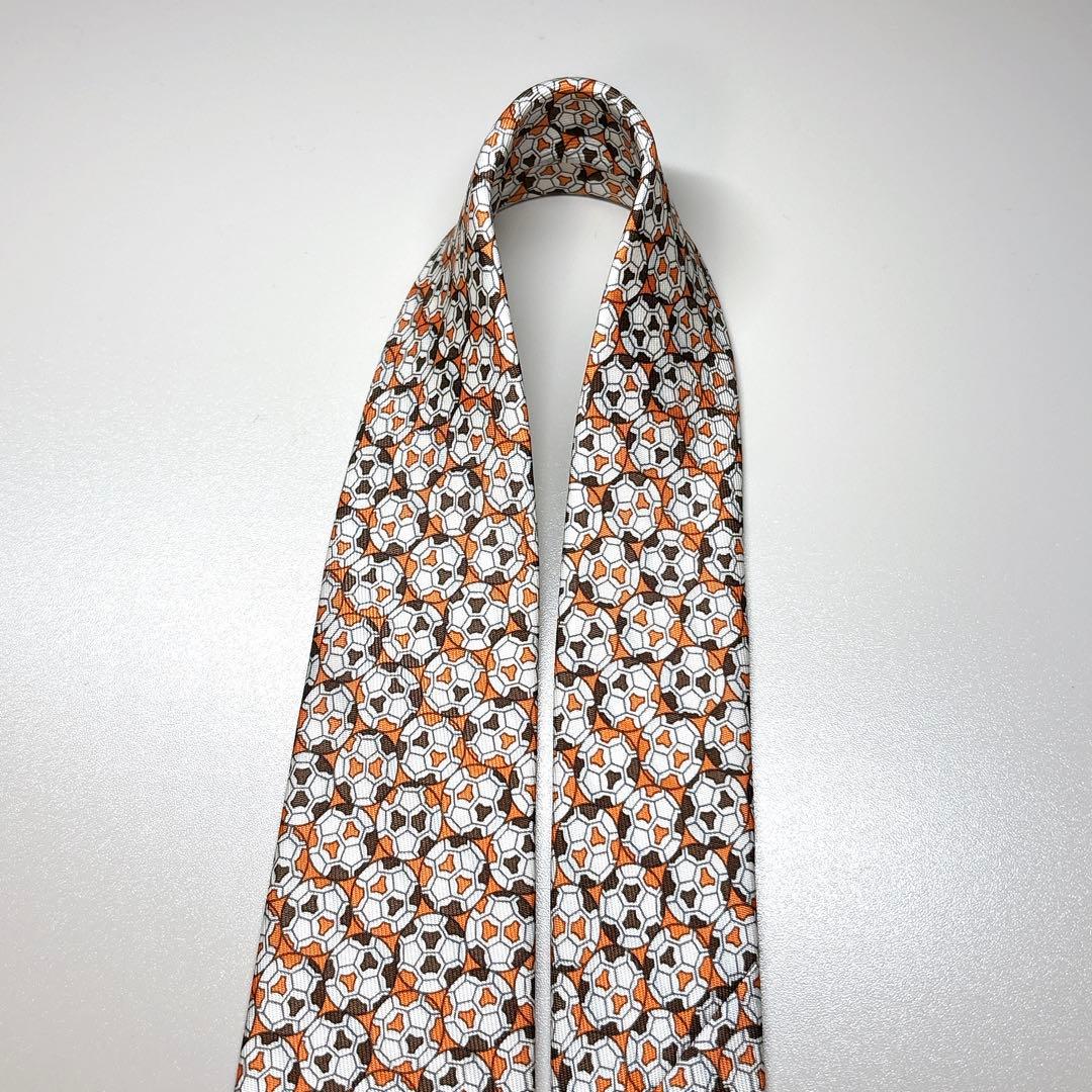 未使用 HERMES サッカーボール柄 ネクタイ エルメスオレンジ