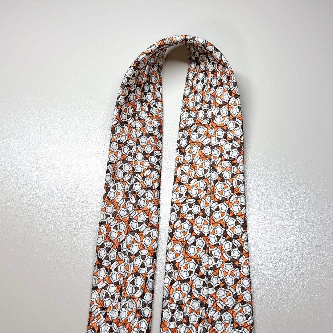 未使用 HERMES サッカーボール柄 ネクタイ エルメスオレンジ
