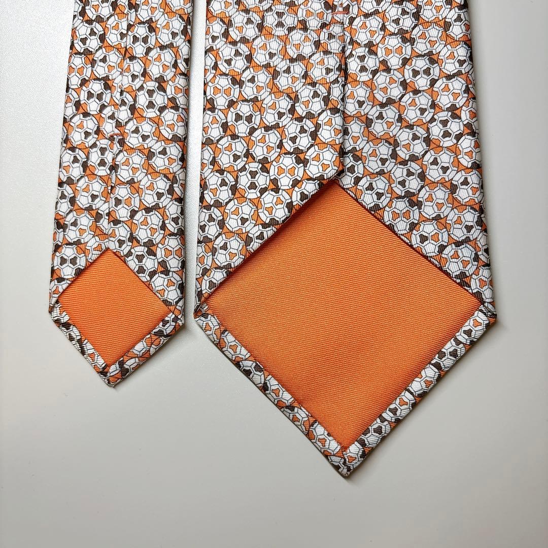 未使用 HERMES サッカーボール柄 ネクタイ エルメスオレンジ