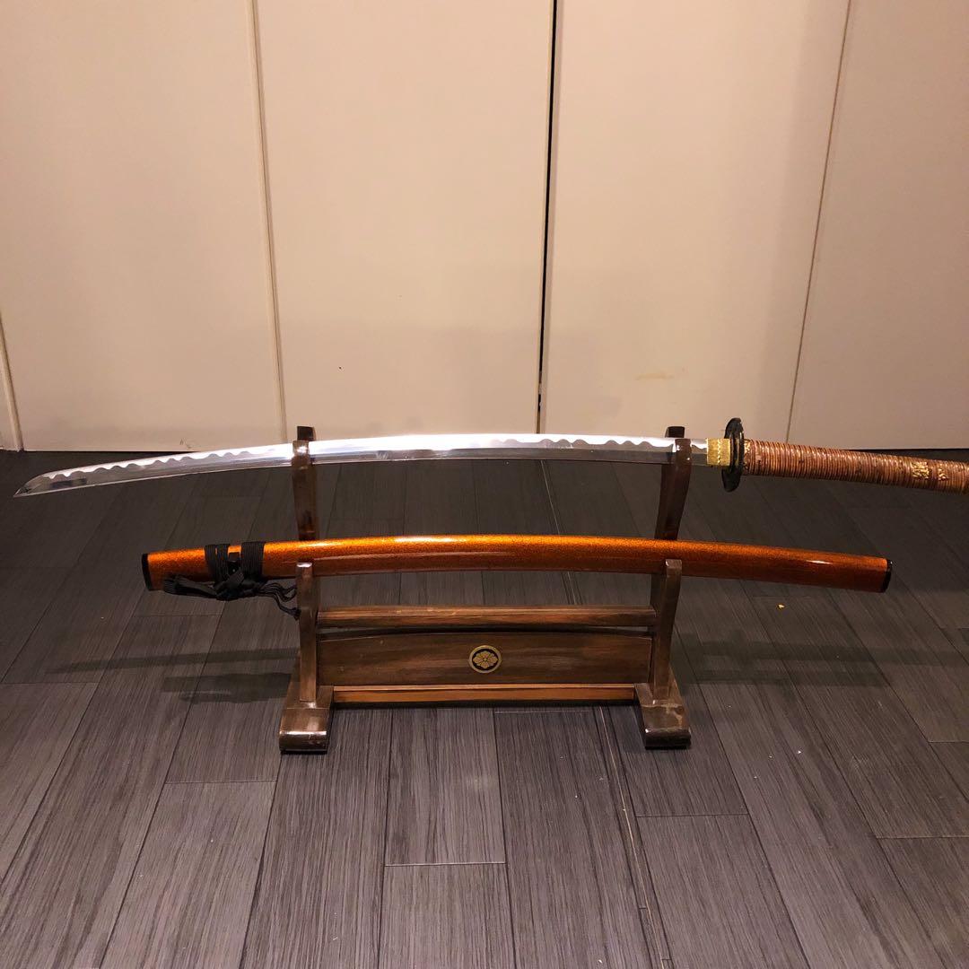 高級模造刀　居合刀　太刀　本研波刃　籐巻拵え　 刃長