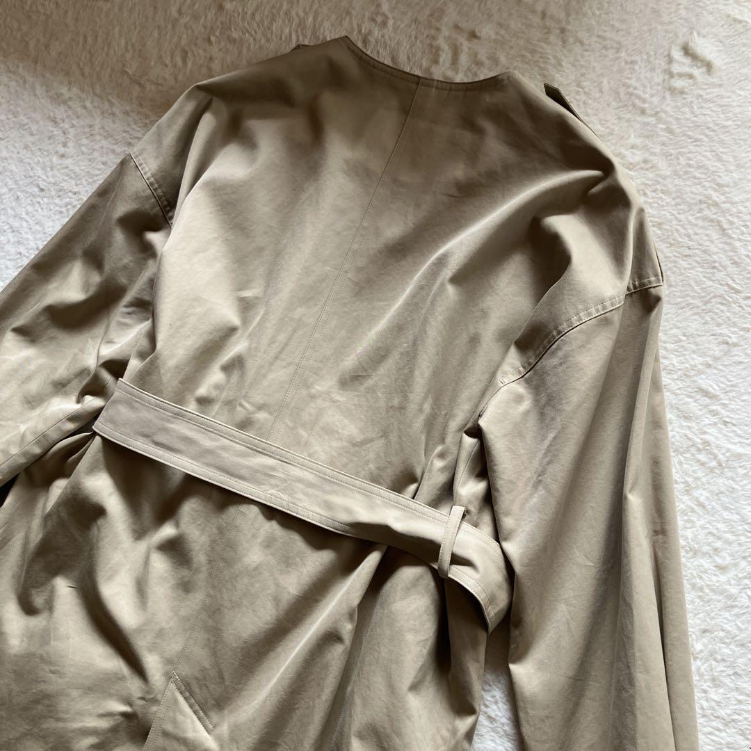 Dessin de mode 綿100% ノーカラー トレンチコート　日本製