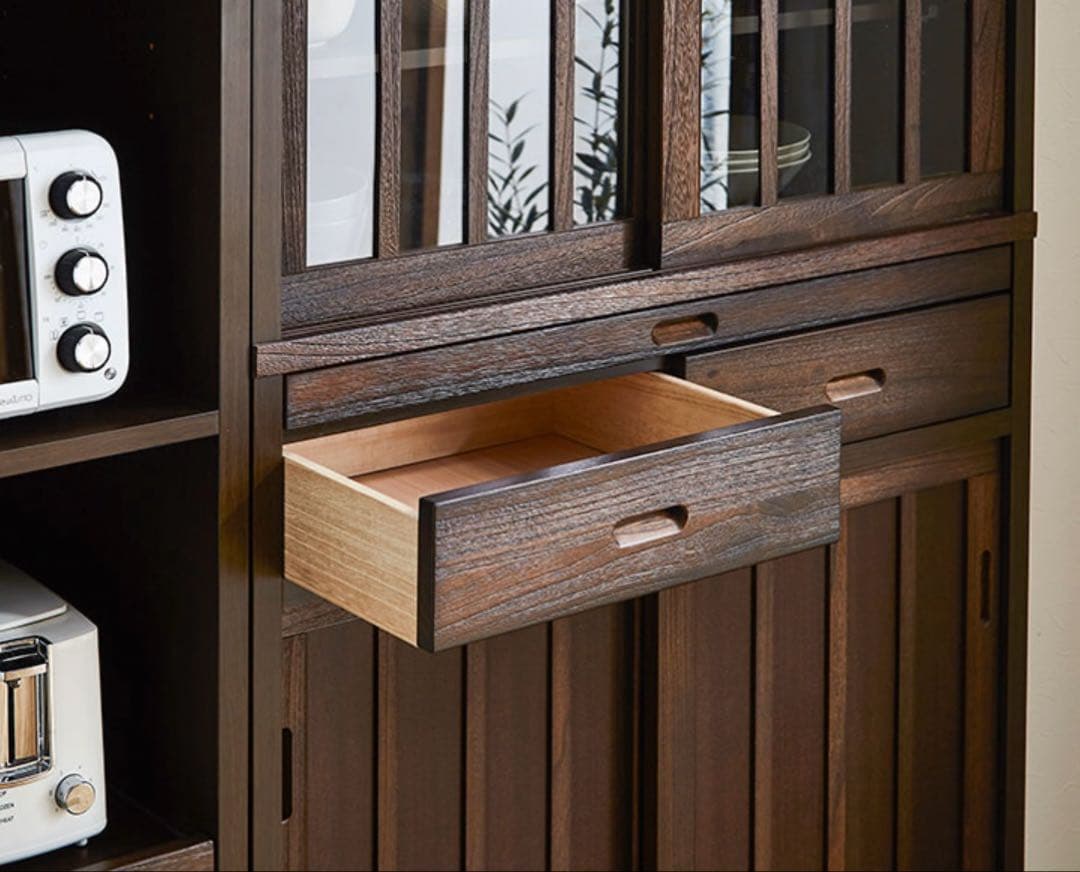 2026年2月8日購入 定価5万円 新品未使用 大川家具 木製 食器棚 ブラウン