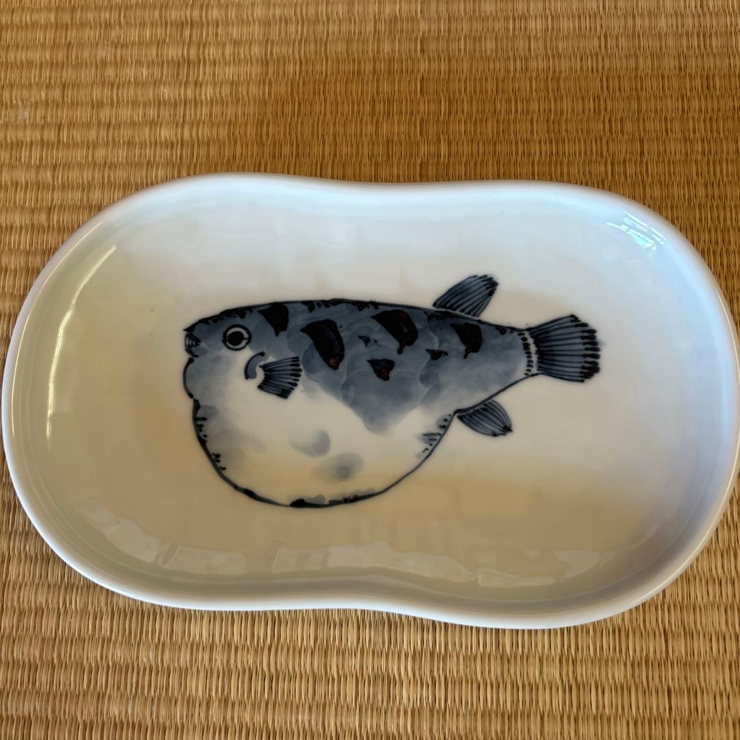 三川内焼 平戸松山窯 魚紋のお皿　5枚セット