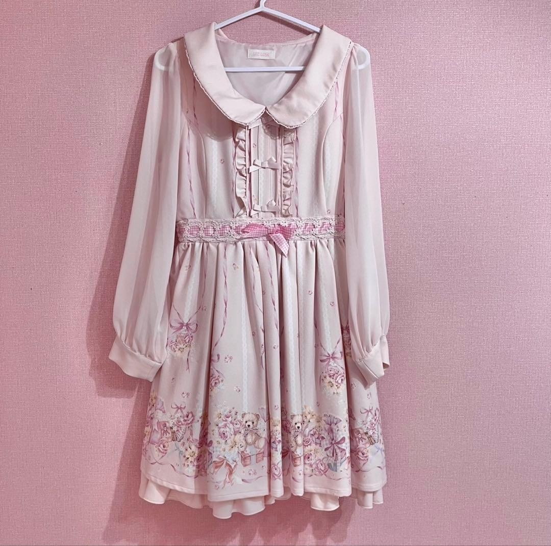 【最終値下げ】LIZLISA リズリサ ラッピングベア柄 ワンピース ピンク