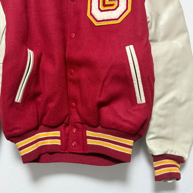 ゴールデンベアー スタジャン ワッペンモデル M レッド×クリーム