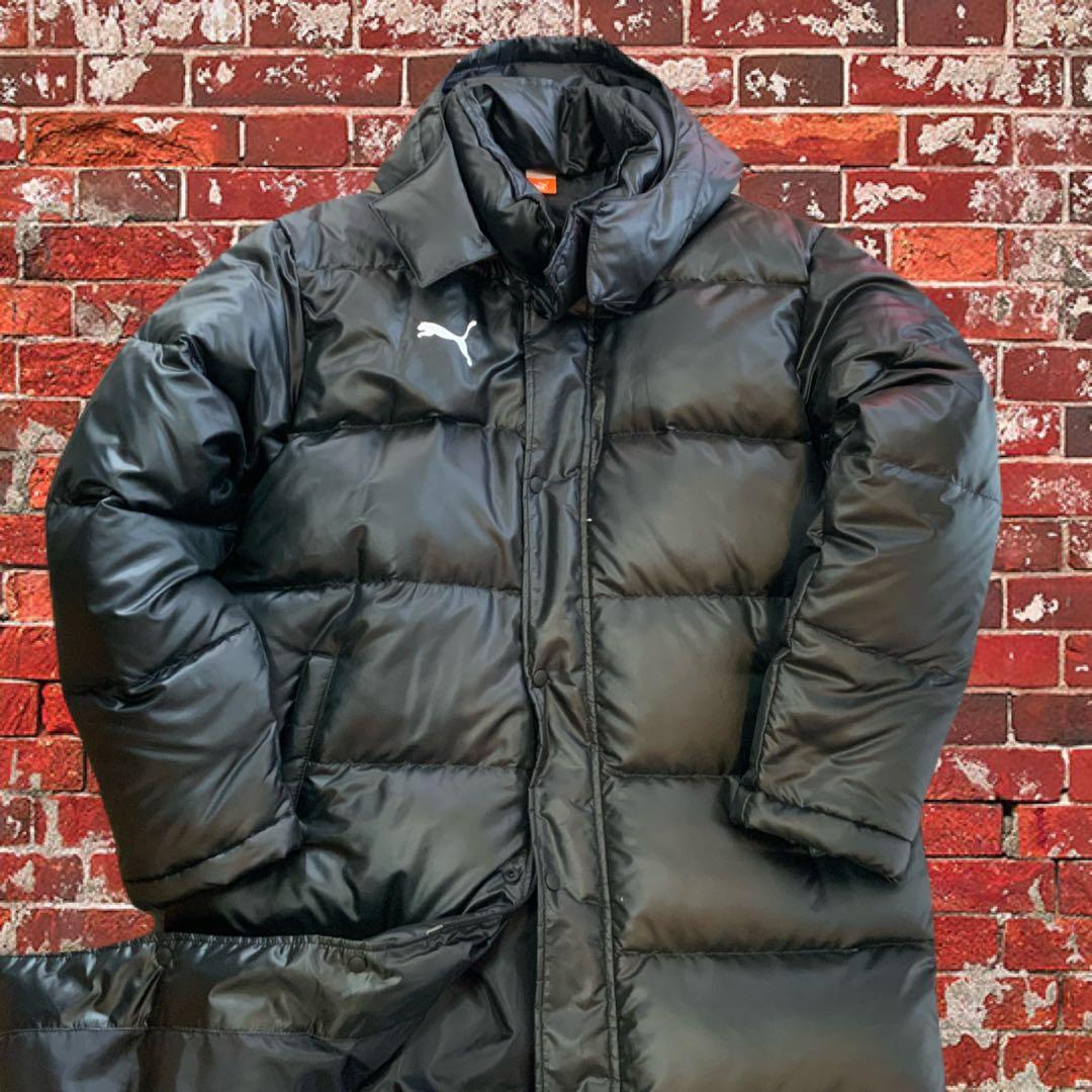 Puma プーマ　黒 ブラック ダウン　ロングコート　ベンチコート　L