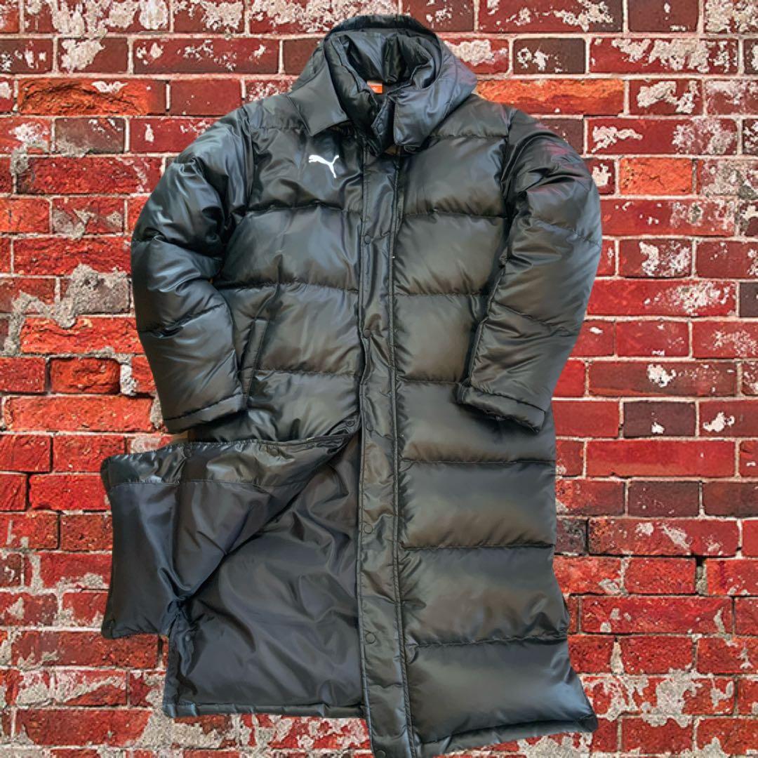 Puma プーマ　黒 ブラック ダウン　ロングコート　ベンチコート　L