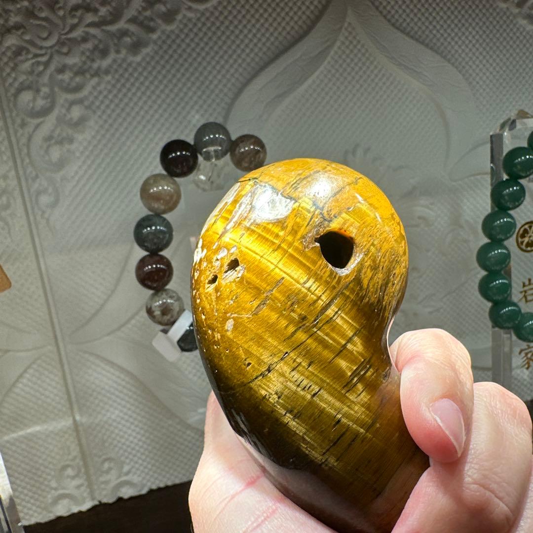 天然石 タイガーアイ 勾玉 大型 234g