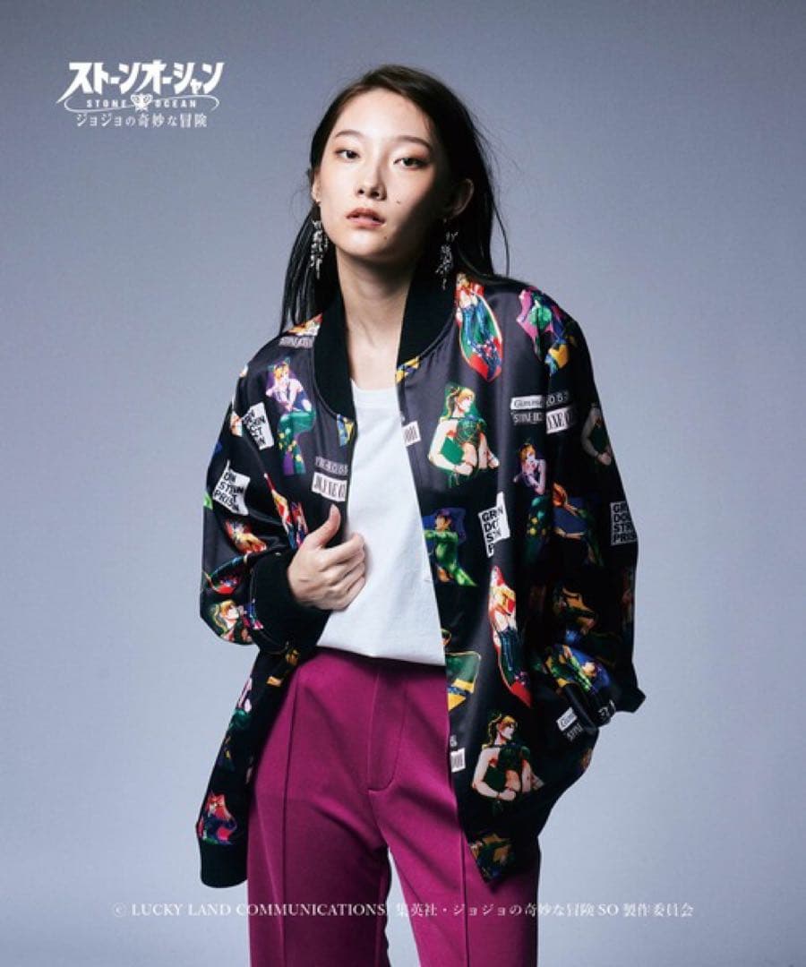 glamb × ジョジョの奇妙な冒険 スカジャン ブラックM