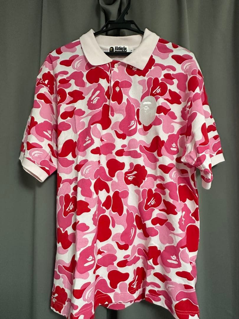 BamikiA Bathing Ape カモフラージュ ポロシャツ　ピンク
