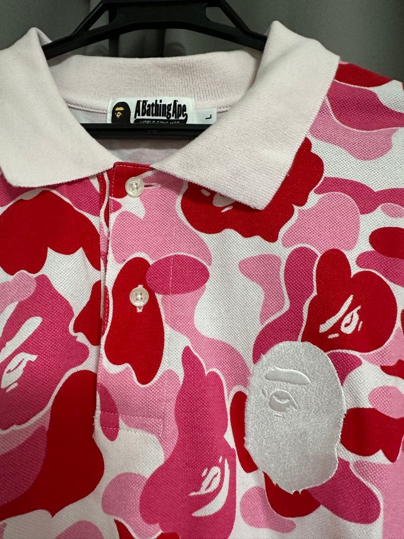 BamikiA Bathing Ape カモフラージュ ポロシャツ　ピンク