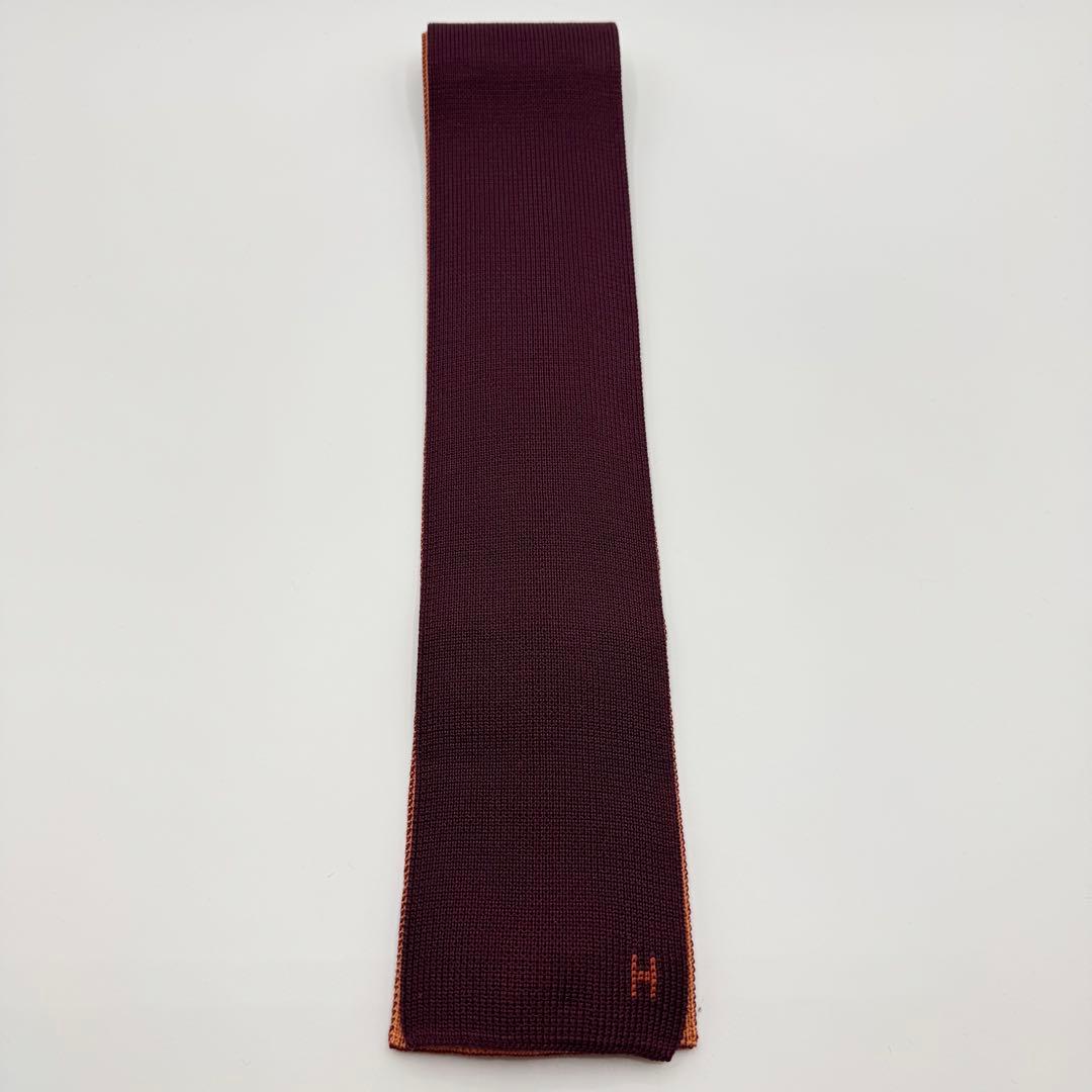 【エルメス】ネクタイ　リバーシブル 4カラー　ニットタイ　シルク100%