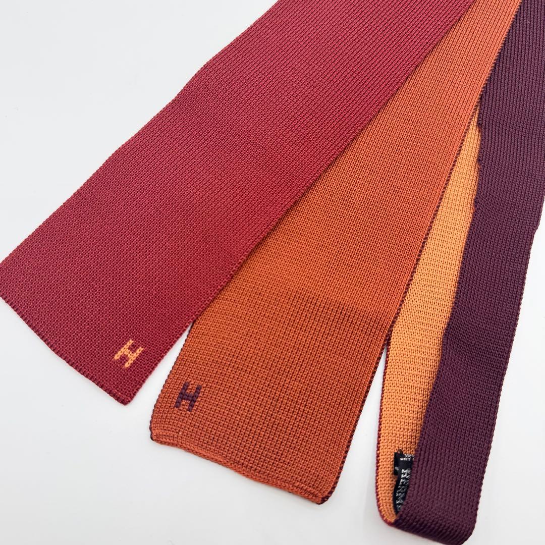 【エルメス】ネクタイ　リバーシブル 4カラー　ニットタイ　シルク100%