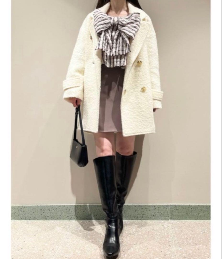 【美品】snidel コクーンボアコート サイズ0 ホワイト