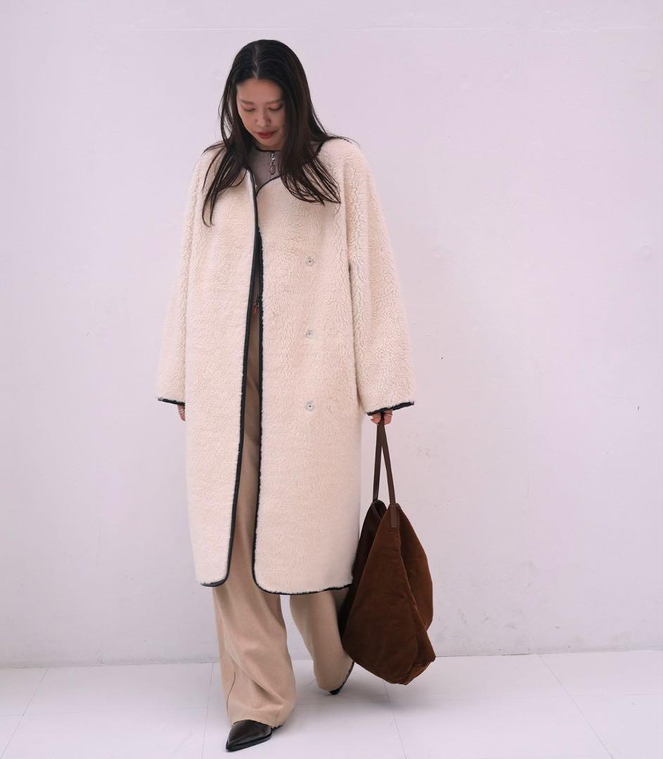 【新品】AKTE ボアロングコート ホワイト