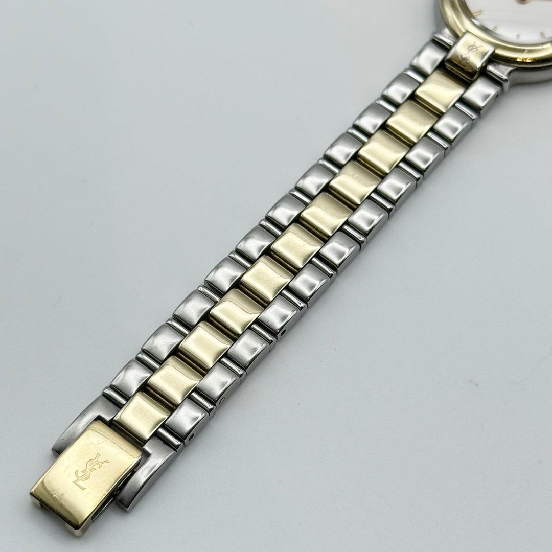 ✨新品電池・稼働✨サンローラン 腕時計 クォーツ ラウンド コンビ 3針時計