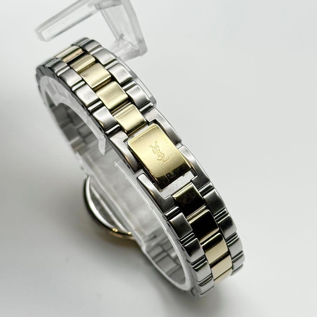 ✨新品電池・稼働✨サンローラン 腕時計 クォーツ ラウンド コンビ 3針時計