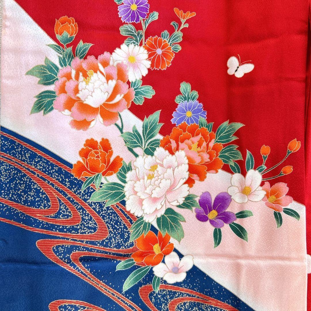 七五三　7歳　女の子　着物フルセット　小物セット　赤×紺　5242