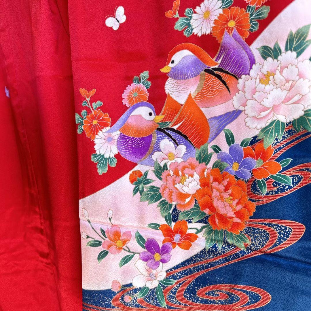 七五三　7歳　女の子　着物フルセット　小物セット　赤×紺　5242