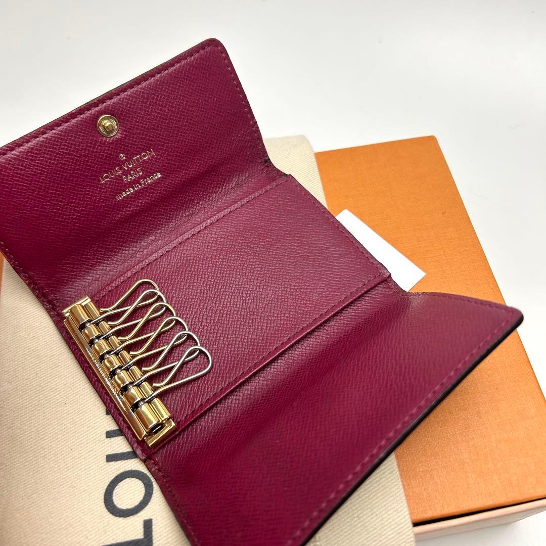 鑑定済 ルイヴィトン モノグラム 赤系 キーケース6連
